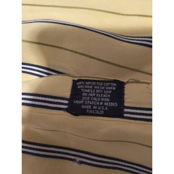 Burberry London Men’s XL Shirt Yellow Blue Stripe Button-Up Made in USA Luxury - Picture 3 of 12